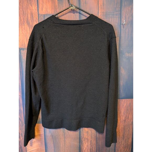Perry Ellis 100% Merino Wool Black Button Up Cardigan Size L Repair/Upcycle - Picture 2 of 4
